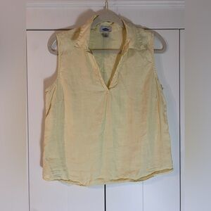 Vintage Old Navy Yellow Sleeveless Top 100%‎ Linen Size Medium